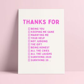 Postkaart Thanks for being you, marrying me, surviving... / Studio Inktvis